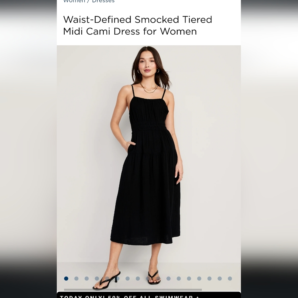 Old Navy Black Midi Dress Dize Large